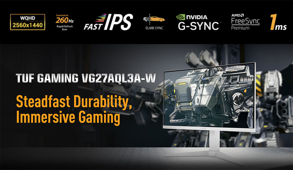 Asus TUF Gaming VG27AQML1A-W 27″ 260Hz 1ms GTG ELMB Sync  2K Ultra HD Fast IPS Gaming (Oyuncu) Monitör