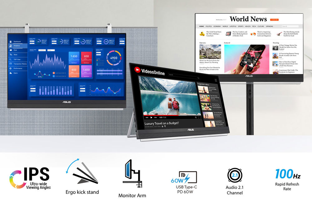 ASUS ZenScreen MB229CF 22” 5ms 100Hz IPS Full HD Taşınabilir Monitör