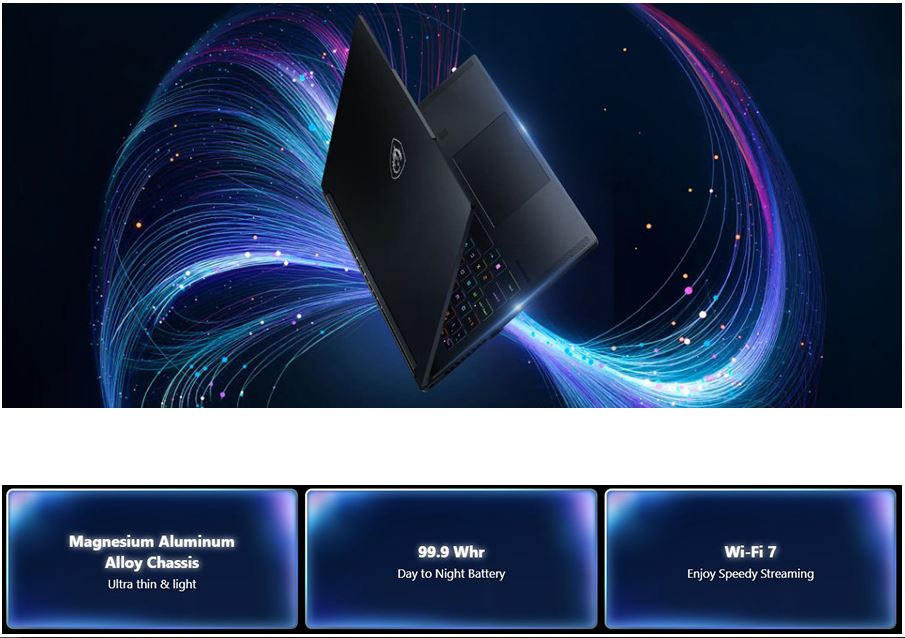 MSI NB STEALTH 16 AI A2HWGG-056TR ULTRA 9 285H 32GB DDR5 RTX5070 GDDR7 8GB 2TB SSD 16.0 QHD+ OLED 240Hz W11