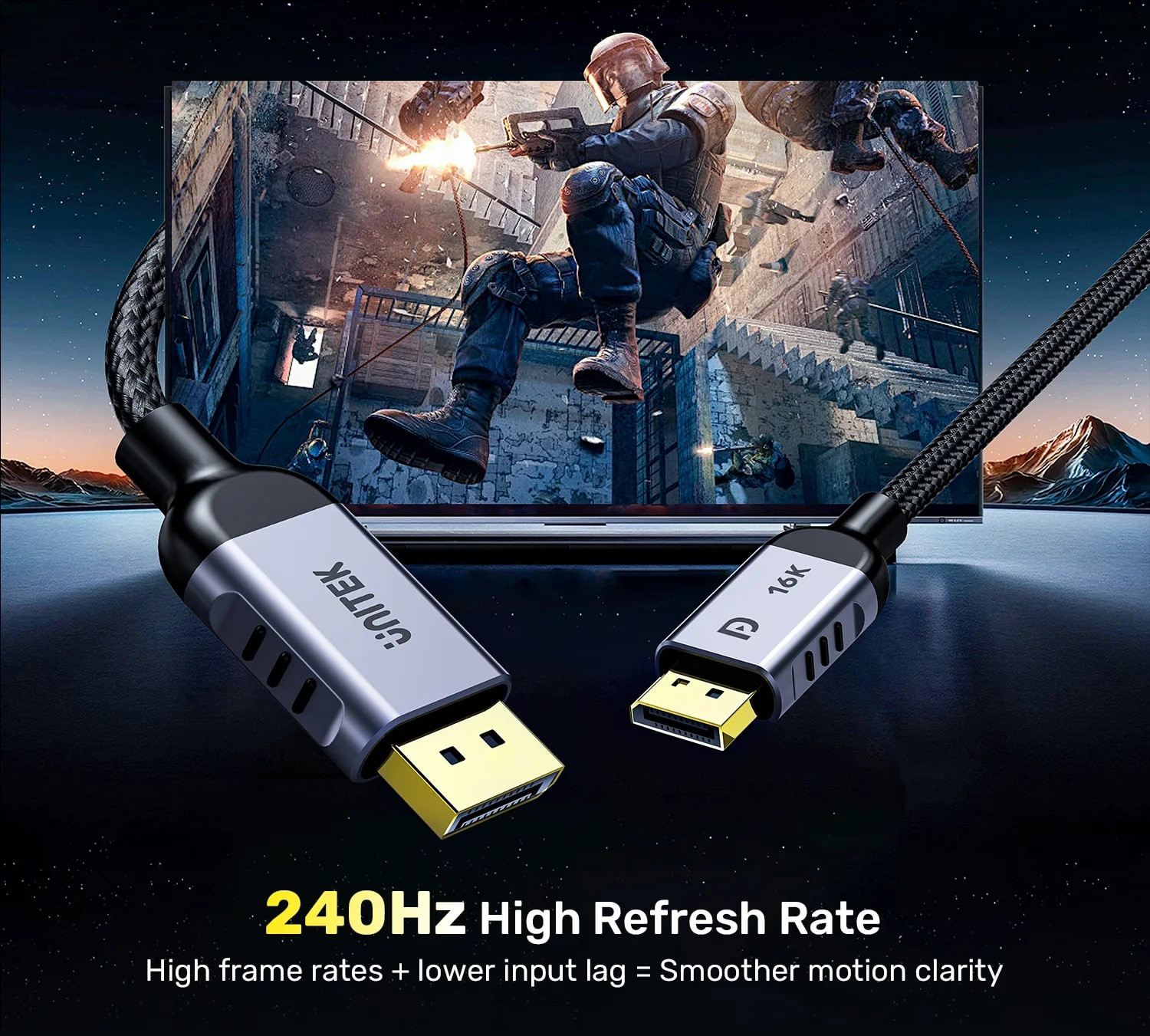 Unitek Displayport Kablo v2.1 16K 2Mt C1626GY01-2M