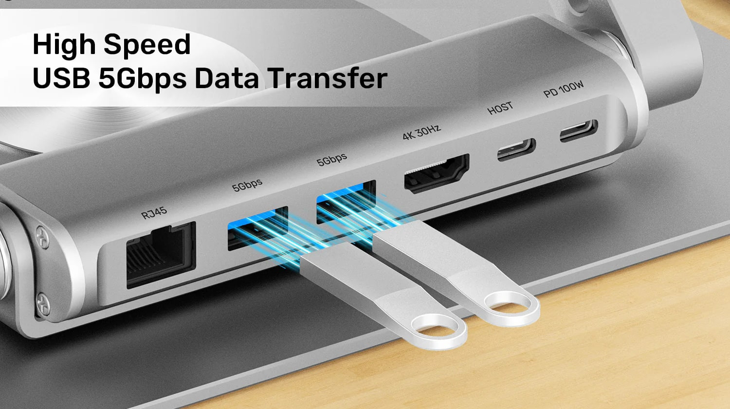 Unitek 360D 15.6″ Metal Notebook Standı Çıkarılabilir 5 in 1 USB-C Hub Dahil D1109B01