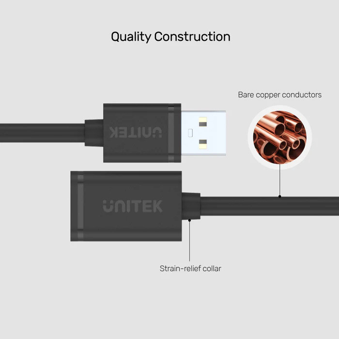 Unitek USB 2.0 Uzatma Kablosu 1.5Mt (M)USB 2.0 to (F)USB 2.0 Y-C449GBK