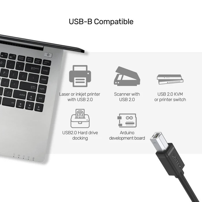 Unitek USB 2.0 to USB B 3Mt Yazıcı Kablosu Y-C420GBK