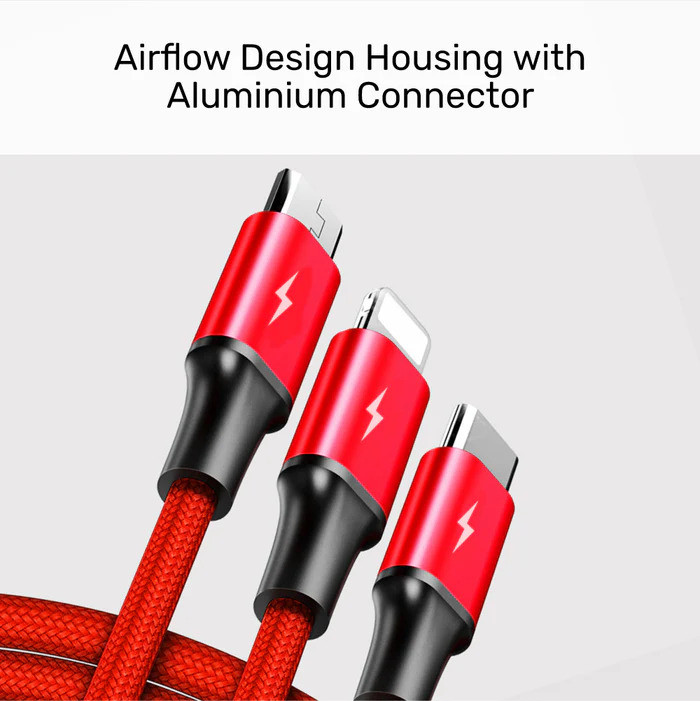 Unitek USB-A to 3in1 Hızlı Şarj Destekli 2.4A 1.2Mt Çoklu Şarj Kablosu C14049BK