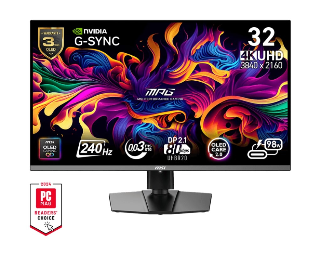 MSI MPG 322URX QD-OLED 31.5″ 0.03ms 240Hz UHD QD-OLED G-Sync Curved Gaming Monitör