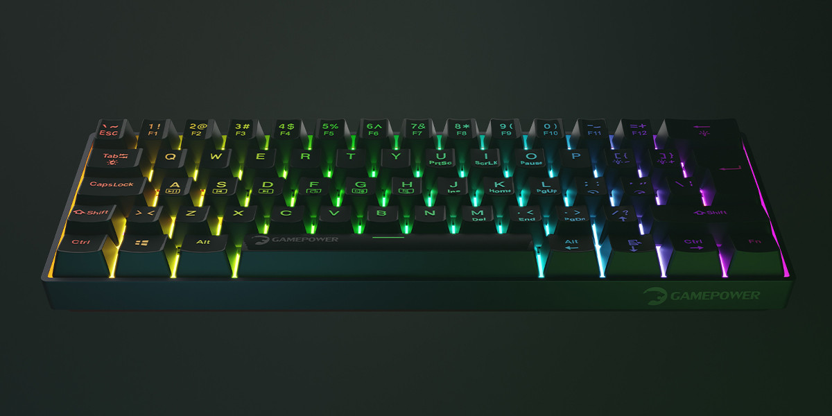 GamePower Lyra RGB 60M 61Tuş Siyah Mekanik Kablolu Red Switch Klavye - 3 Yıl Garantili