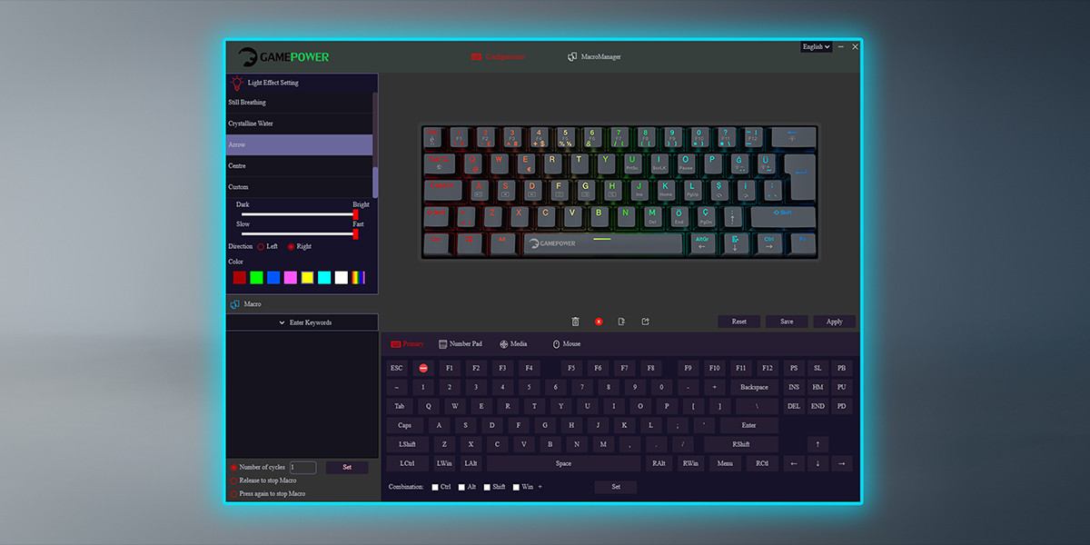 GamePower Lyra RGB 60M 61Tuş Siyah Mekanik Kablolu Red Switch Klavye - 3 Yıl Garantili
