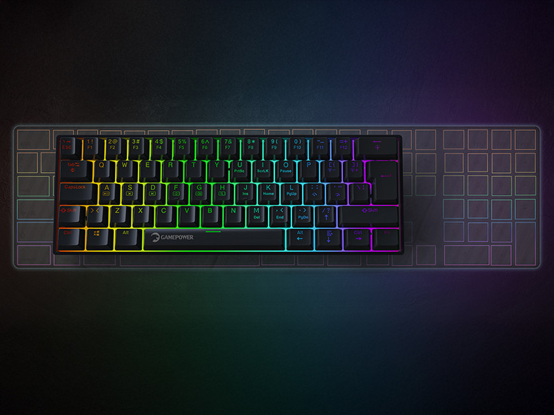GamePower Lyra RGB 60M 61Tuş Siyah Mekanik Kablolu Red Switch Klavye - 3 Yıl Garantili