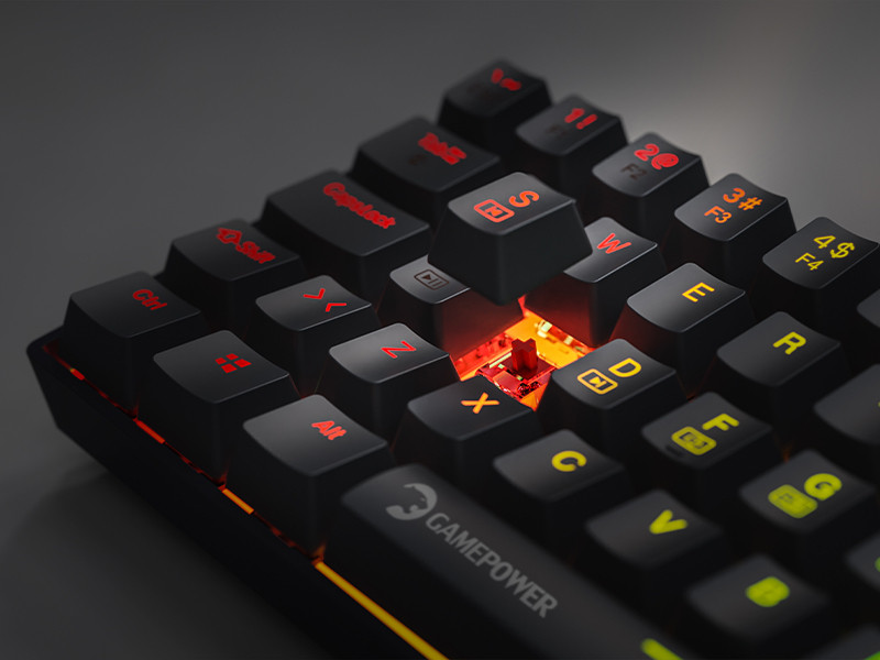 GamePower Lyra RGB 60M 61Tuş Siyah Mekanik Kablolu Red Switch Klavye - 3 Yıl Garantili