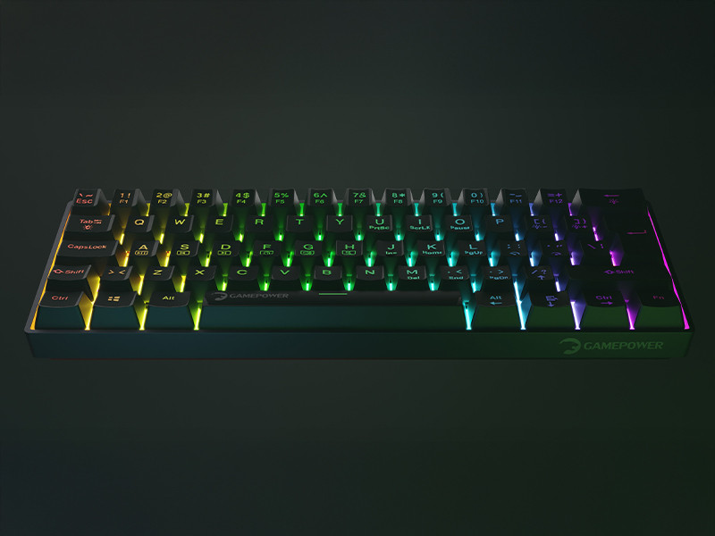 GamePower Lyra RGB 60M 61Tuş Siyah Mekanik Kablolu Red Switch Klavye - 3 Yıl Garantili