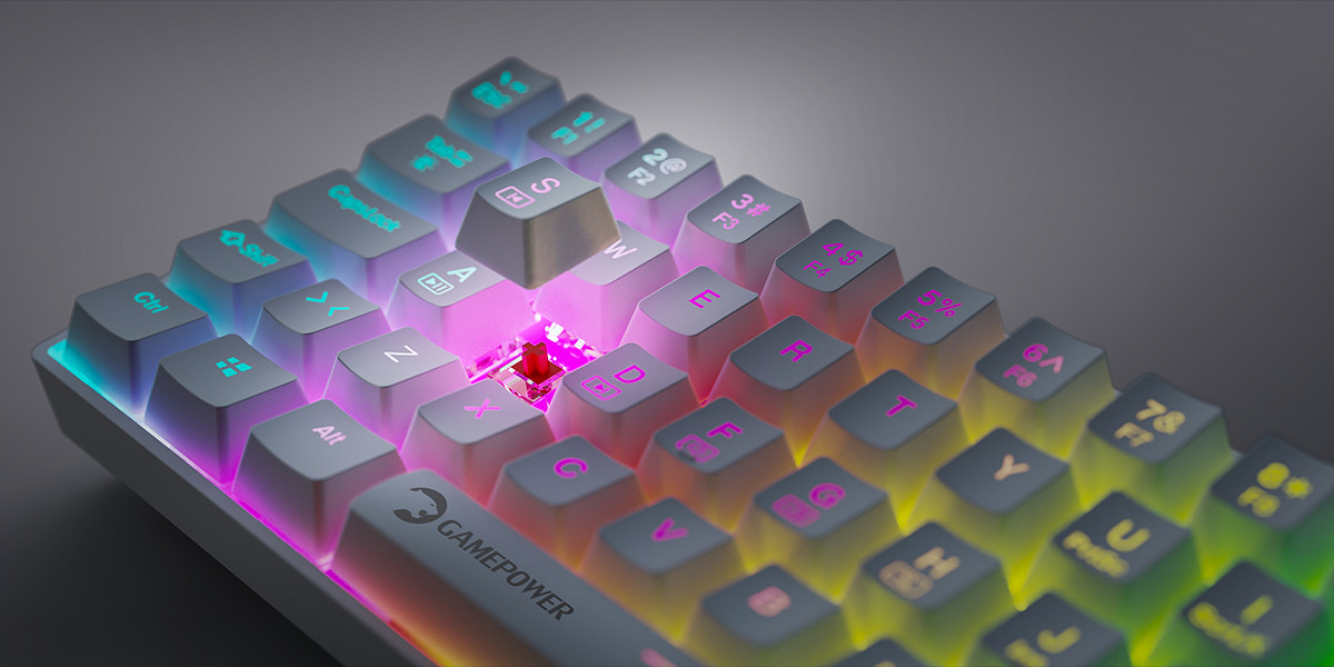 GamePower Lyra RGB 60M 61Tuş Beyaz Mekanik Kablolu Blue Switch Klavye - 3 Yıl Garantili