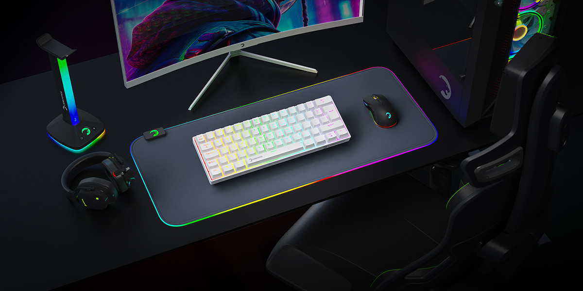 GamePower Lyra RGB 60M 61Tuş Beyaz Mekanik Kablolu Blue Switch Klavye - 3 Yıl Garantili