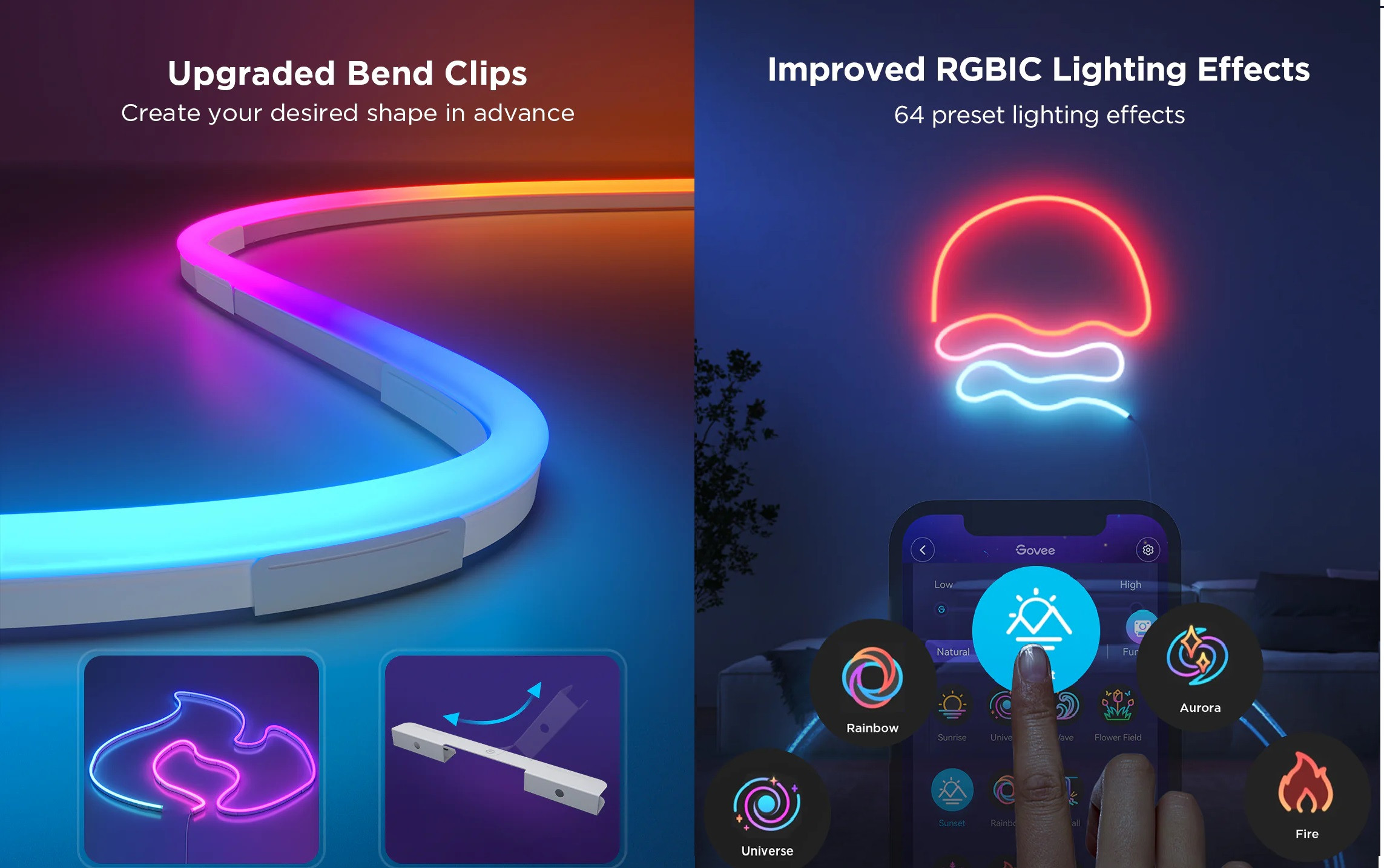 Govee Neon Rope Light 2 Led Işık Siyah 4M - H61D4-B
