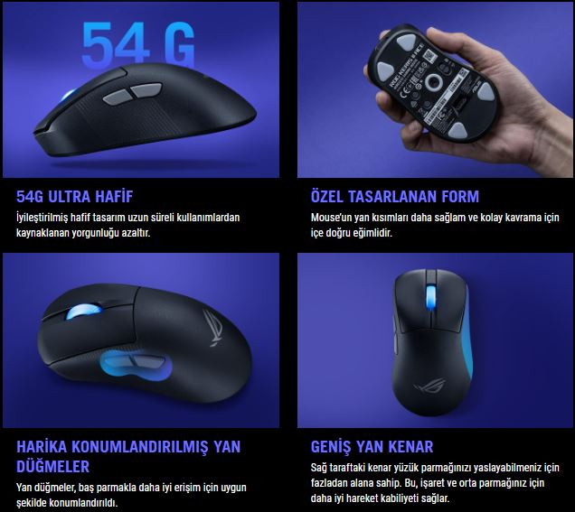 ASUS ROG Keris II Ace Beyaz Kablolu/Kablosuz Gaming Mouse
