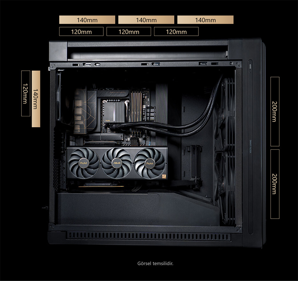 ASUS ProArt PA602 Wood Edition USB 3.2 Metal Panel  ATX Mid-Tower Gaming Kasa
