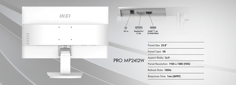 MSI PRO MP2412W 23.8″ 100Hz 1ms Adaptive-Sync Full HD VA Monitör