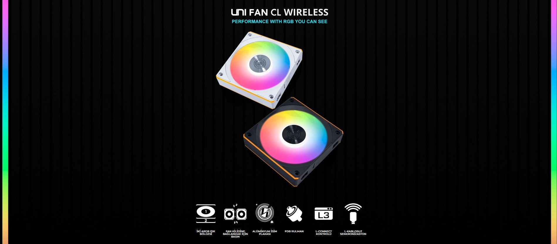 LIAN LI UNI FAN CL Wireless Reverse 3x120 Siyah Kasa Fanı