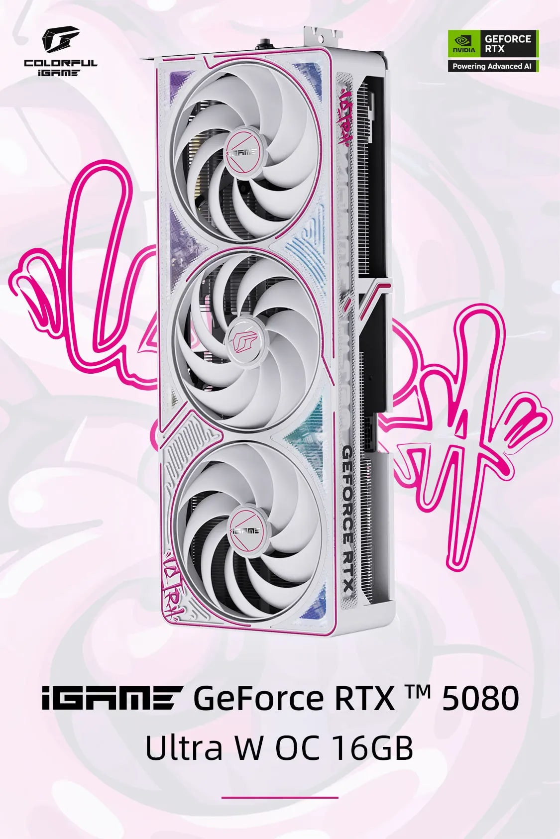 COLORFUL iGame RTX 5080 Vulcan W OC 16GB GDDR7 256Bit Beyaz Ektan Kartı (16GB-V)
