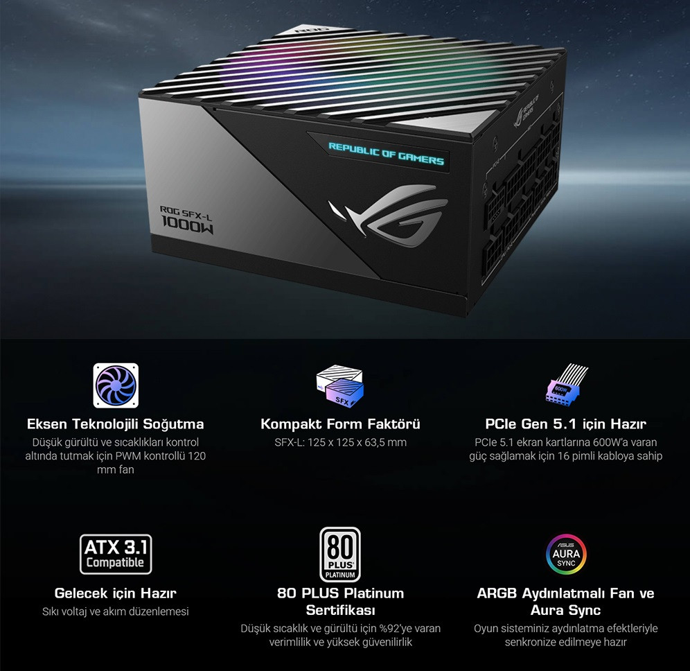 ASUS ROG-LOKI-1000P-SFX-L-GAMING Full Modüler Power Supply