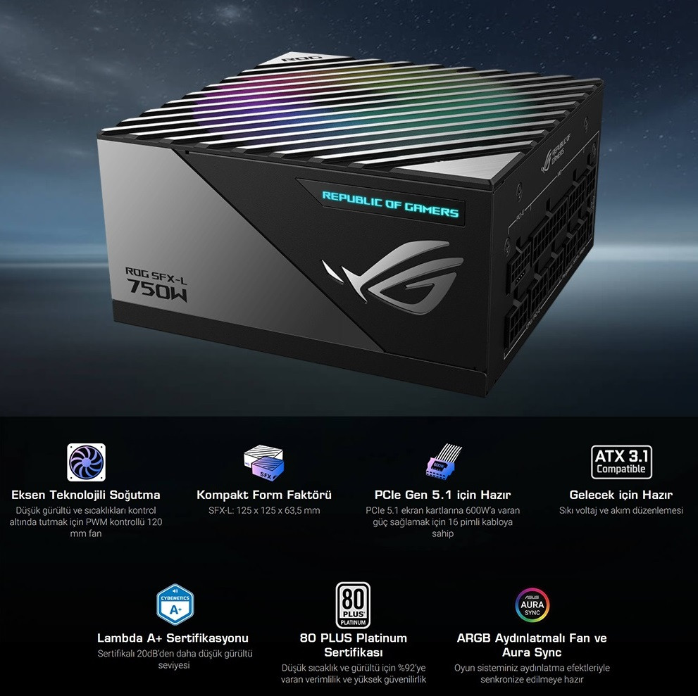 ASUS ROG-LOKI-750P-SFX-L-GAMING Full Modüler Power Supply