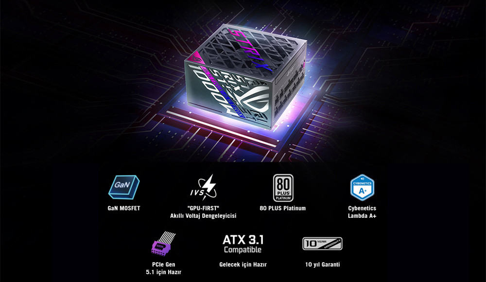 ASUS ROG Strix 1000P 1000W 80+ Platinum Full Modüler Gaming Power Supply (90YE00W1-B0NA00)