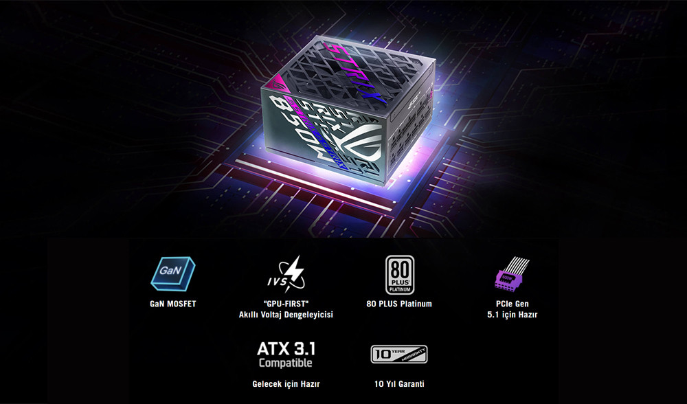 ASUS ROG Strix 850P 850W 80+ Platinum Full Modüler Gaming Power Supply (90YE00W2-B0NA00)