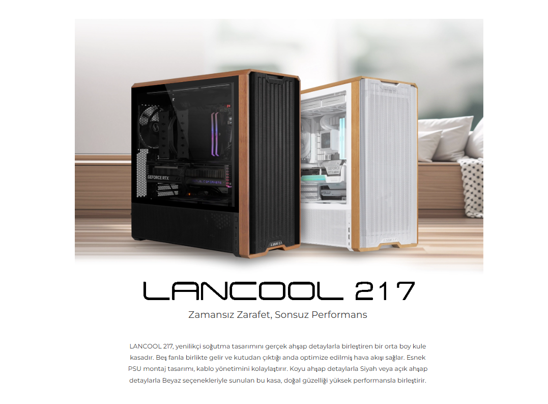 Lian Li Lancool 217 Beyaz E-ATX Mid-Tower Kasa