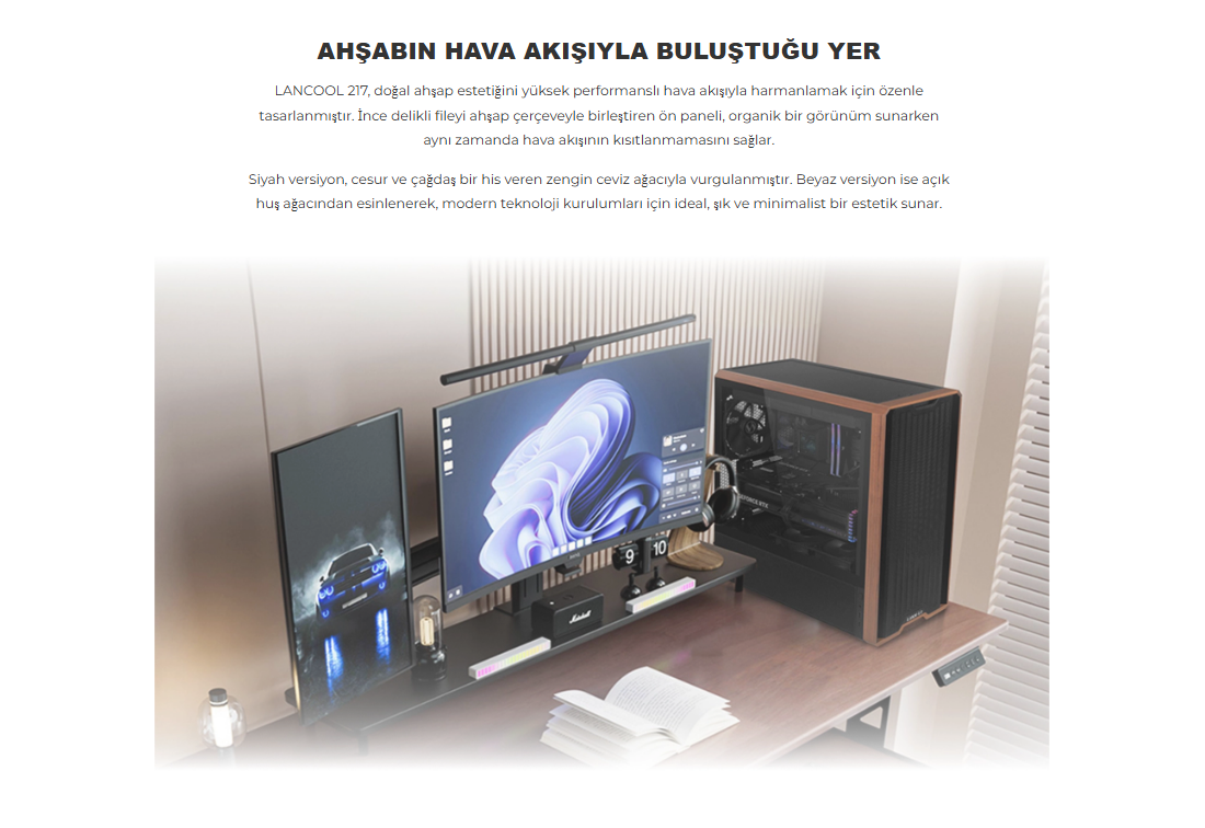 Lian Li Lancool 217 Beyaz E-ATX Mid-Tower Kasa