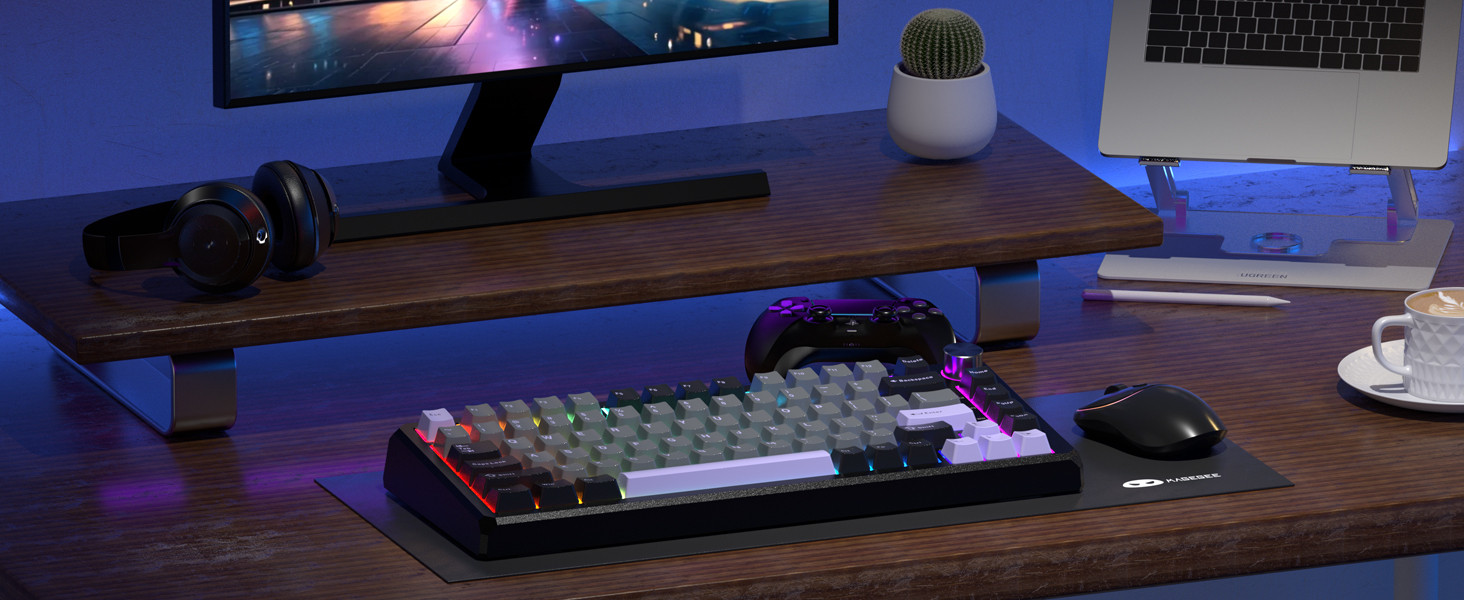 MageGee Captain75 82 Tuş Wireless/Bluetooth/Kablolu Manyetik RGB Hot-Swap Gasket Siyah Gaming Klavye