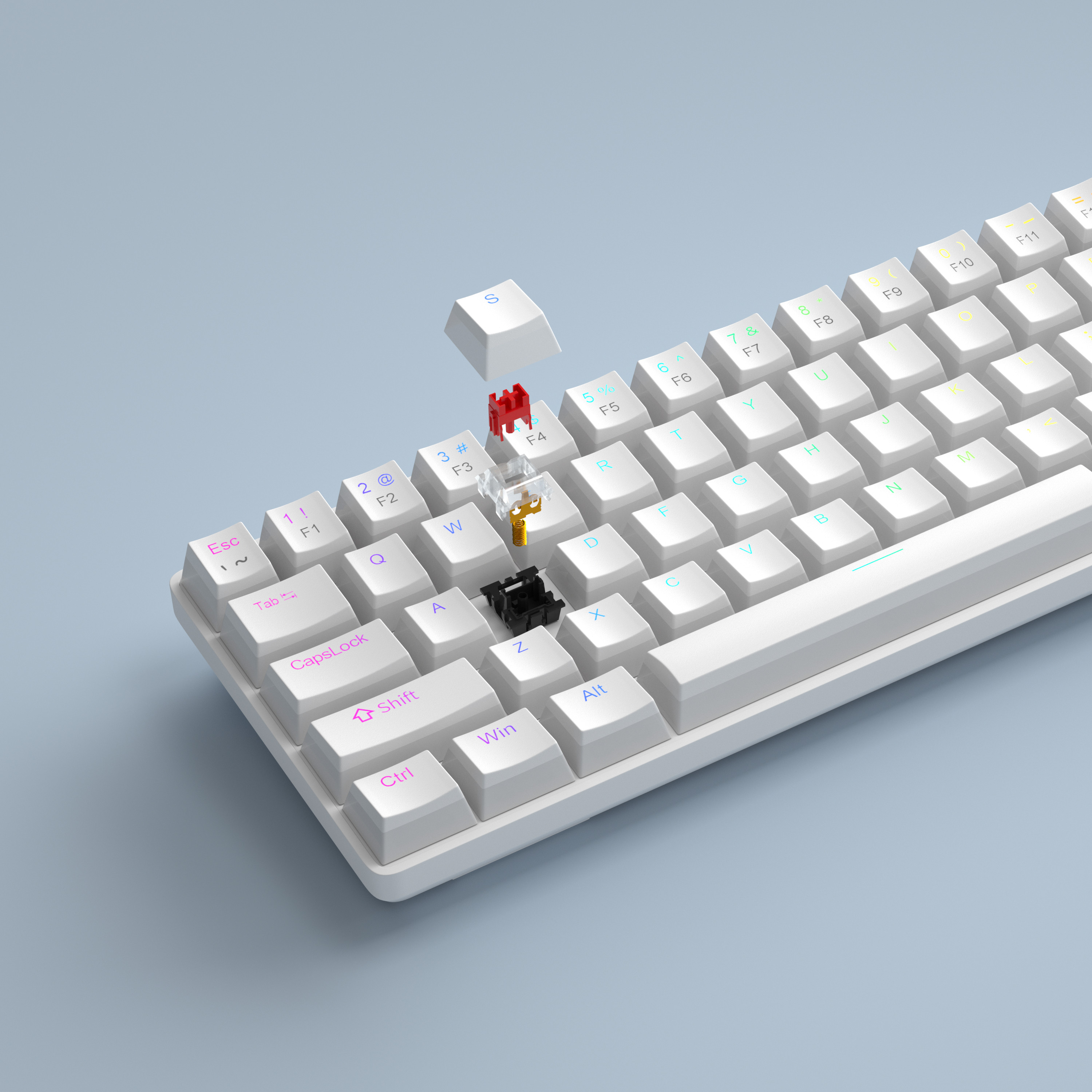MageGee MK-BOX Pudding 68 Tuş RGB Red Switch Kablolu Beyaz Gaming Klavye