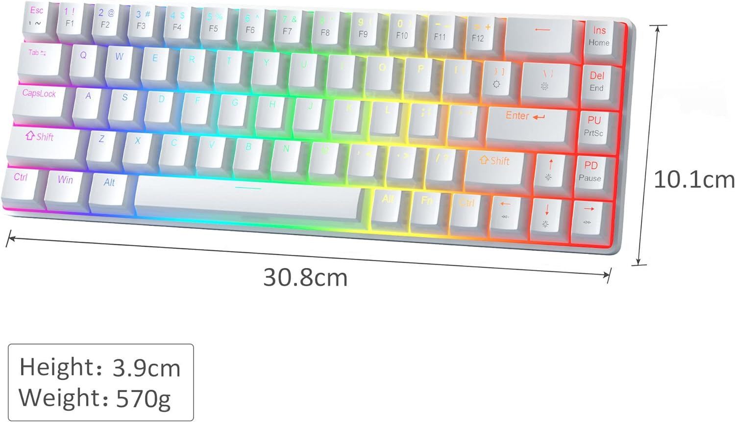 MageGee MK-BOX Pudding 68 Tuş RGB Red Switch Kablolu Beyaz Gaming Klavye
