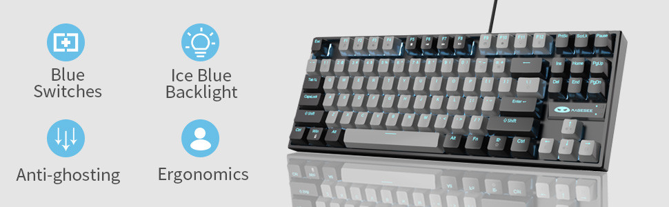 MageGee MK-STAR 87 Tuş Red Switch Gri-Siyah Kablolu Türkçe Q Mekanik Gaming Klavye