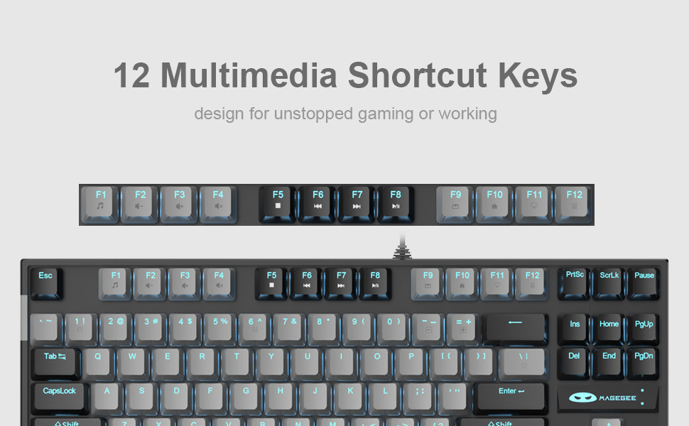 MageGee MK-STAR 87 Tuş Red Switch Gri-Siyah Kablolu Türkçe Q Mekanik Gaming Klavye