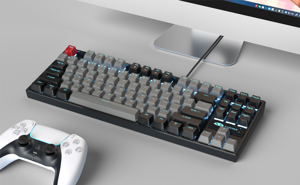 MageGee MK-STAR 87 Tuş Red Switch Gri-Siyah Kablolu Türkçe Q Mekanik Gaming Klavye
