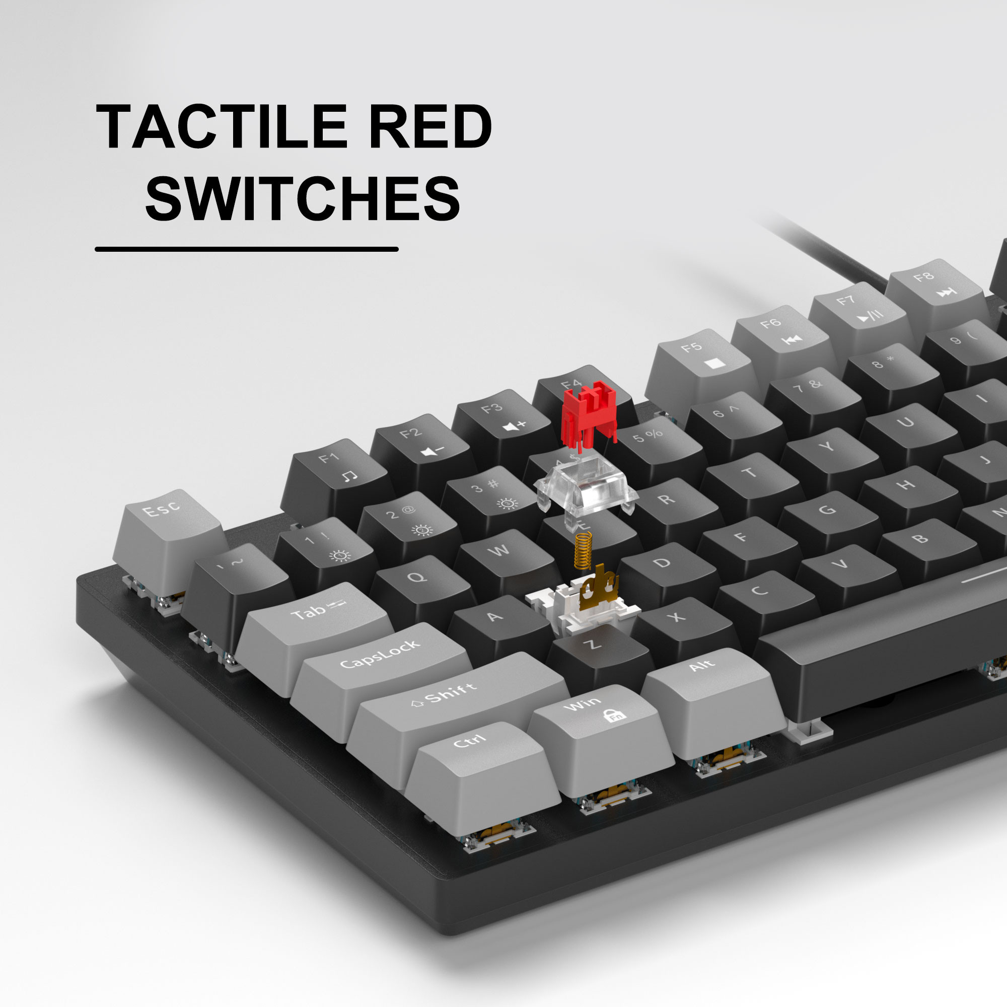 MageGee MK-STORM 104 Tuş Red Switch Kablolu Tek Renk Işıklı Gri-Siyah Gaming Klavye