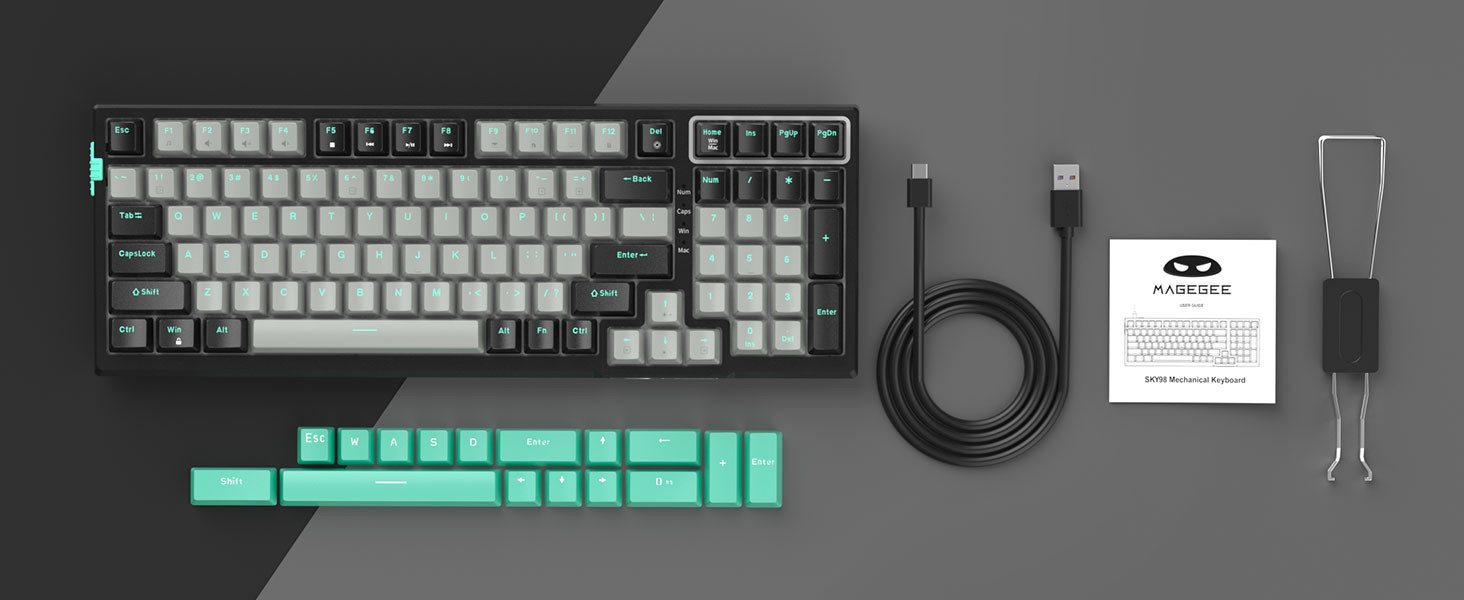 MageGee SKY98 99 Tuş Gasket RGB Hot-Swap Kablolu Siyah-Gri Gaming Klavye