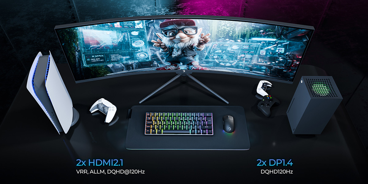 GamePower Kora DQ49 49″ 120Hz Dual QHD RGB Fast VA Curved Gaming Monitör