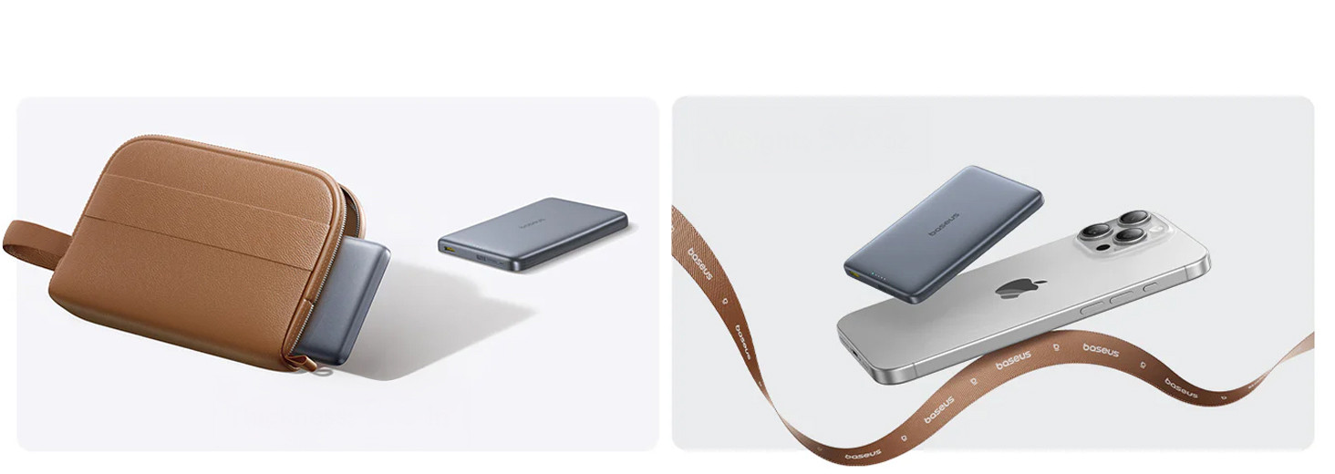 Baseus PicoGo Ultra-Slim Qi2 Gri 10000 mAh Hızlı Şarj MagSafe Powerbank