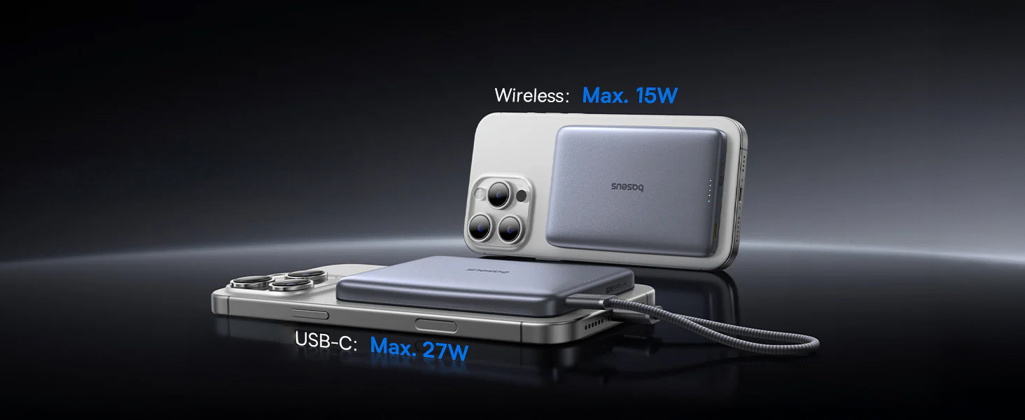 Baseus PicoGo Ultra-Slim Qi2 Gri 10000 mAh Hızlı Şarj MagSafe Powerbank