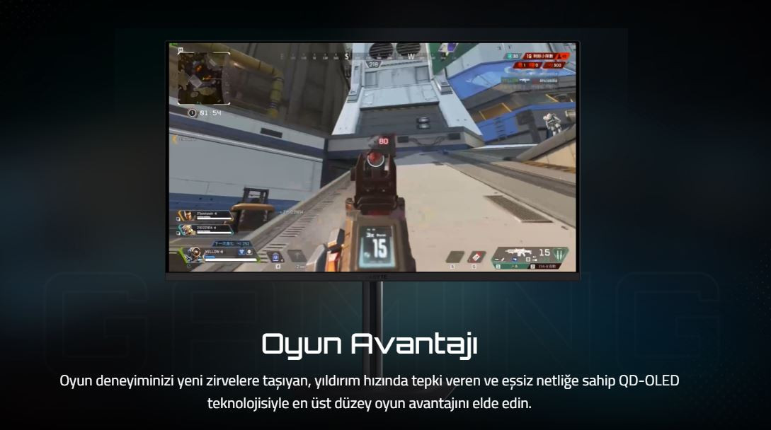 Gigabyte MO27Q2A 27″ 280Hz 0.03ms HDMI,DisplayPort FreeSync G-Sync QD-OLED 2K Gaming Monitör