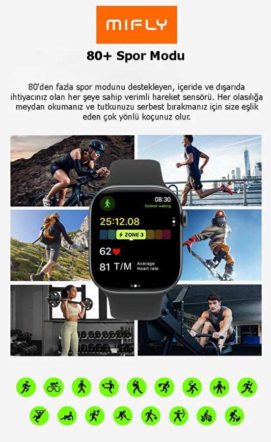 MiFly S10 Pro 46mm Gri Akıllı Saat 