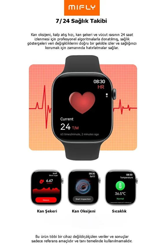 MiFly S10 Pro 46mm Gri Akıllı Saat 