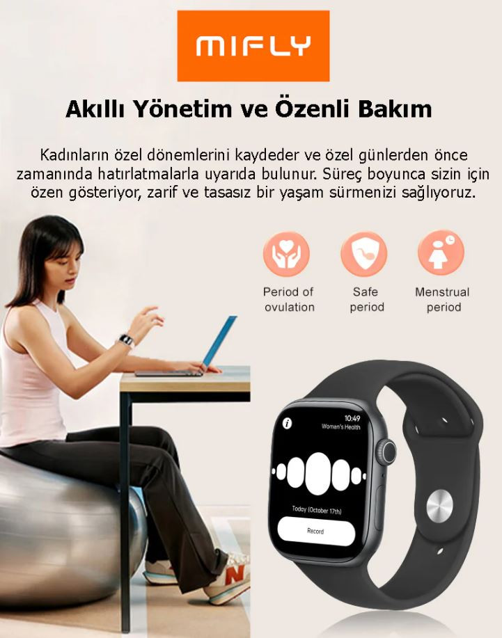 MiFly S10 Pro 46mm Gri Akıllı Saat 