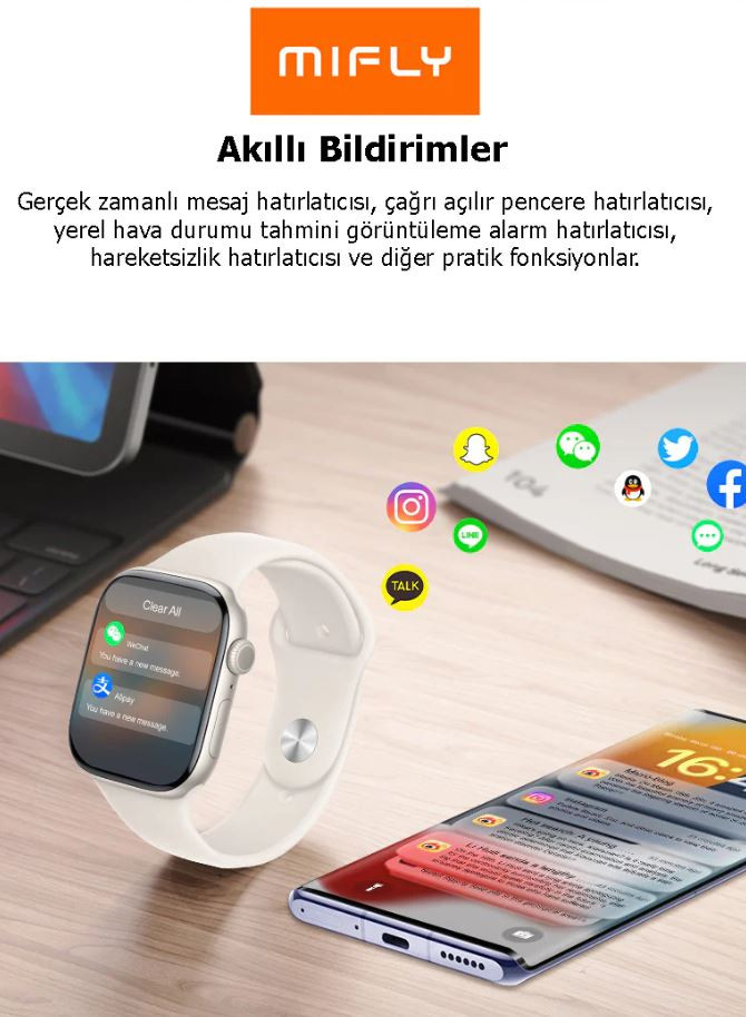 MiFly S10 Pro 46mm Gri Akıllı Saat 