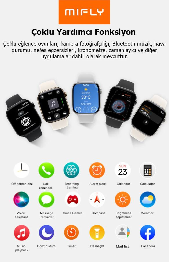 MiFly S10 Pro 46mm Gri Akıllı Saat 