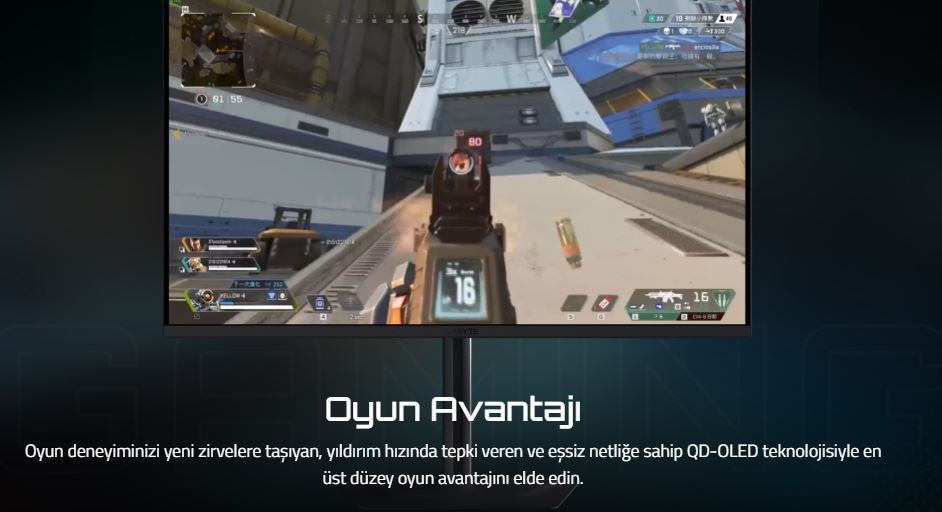 Gigabyte MO27Q2 27″ 240Hz 0.03Ms HDMI DisplayPort OLED FreeSync 2K Gaming Monitör