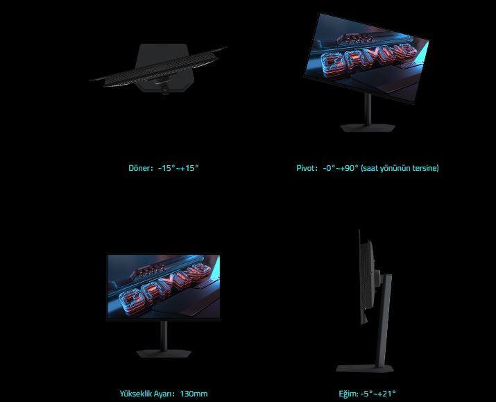 Gigabyte MO27Q2 27″ 240Hz 0.03Ms HDMI DisplayPort OLED FreeSync 2K Gaming Monitör