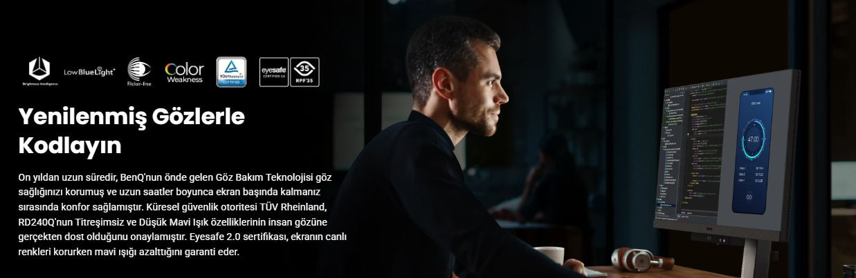 BenQ RD240Q 24.1″ 60Hz 5Ms WQXGA IPS  Monitör