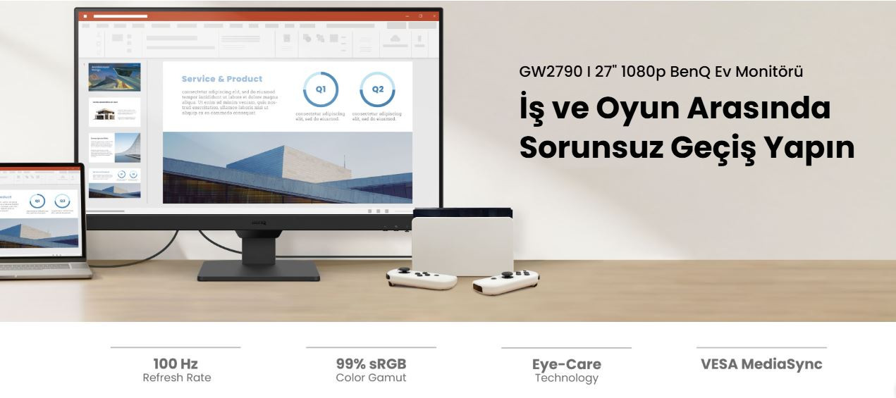 BenQ GW2790 27″ 100Hz 5Ms 1920x1080p EyeSafe 2.0 HDMI DP IPS Monitör