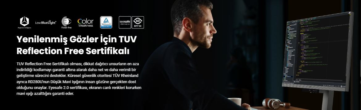 BenQ RD280U 28″ 60Hz 5Ms HDMI DislayPort IPS Eye Care 4K Monitör